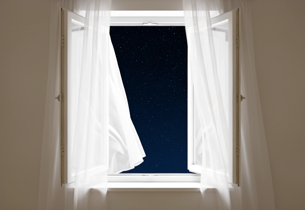 Otvorené okno a nočný vánok